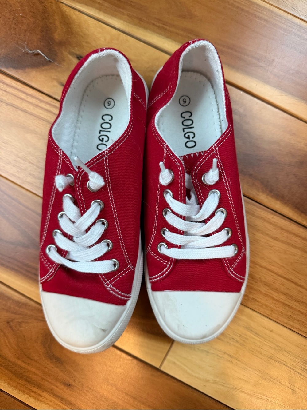 Kids Red Canvas Sneakers - Casual Lace-Up Shoes